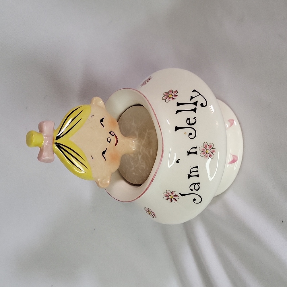 Vintage Kitsch Jam n Jelly Jar 1950s 1960s Jolly Jar Made In Japan Crazing